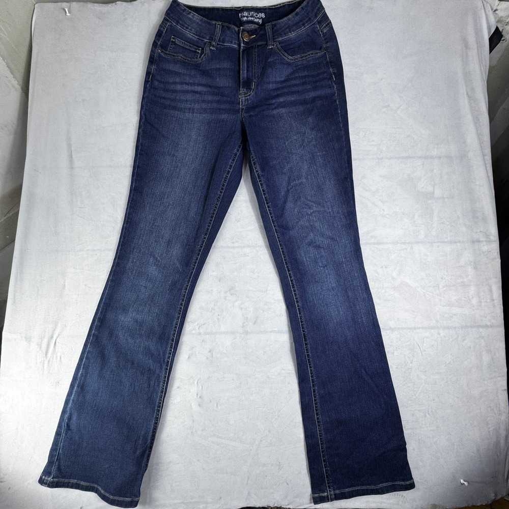 Maurices Womens High Rise‎ Curvy Jeans Dark Blue Denim Stretch Straight 6 Long